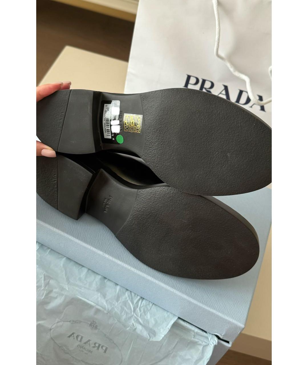 PRADA Черные кожаные ботинки, фото 5