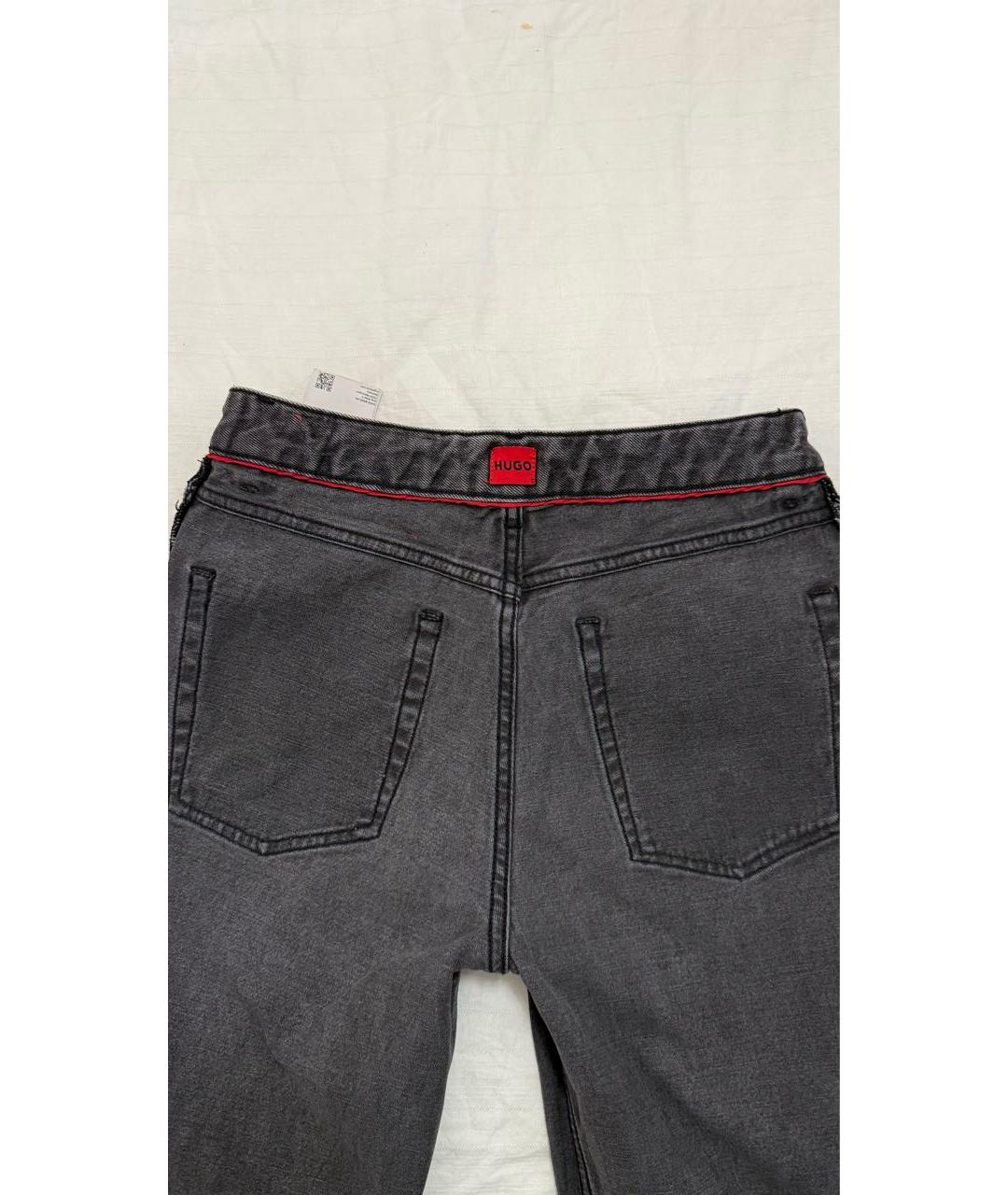 HUGO Серые хлопковые прямые джинсы, фото 3