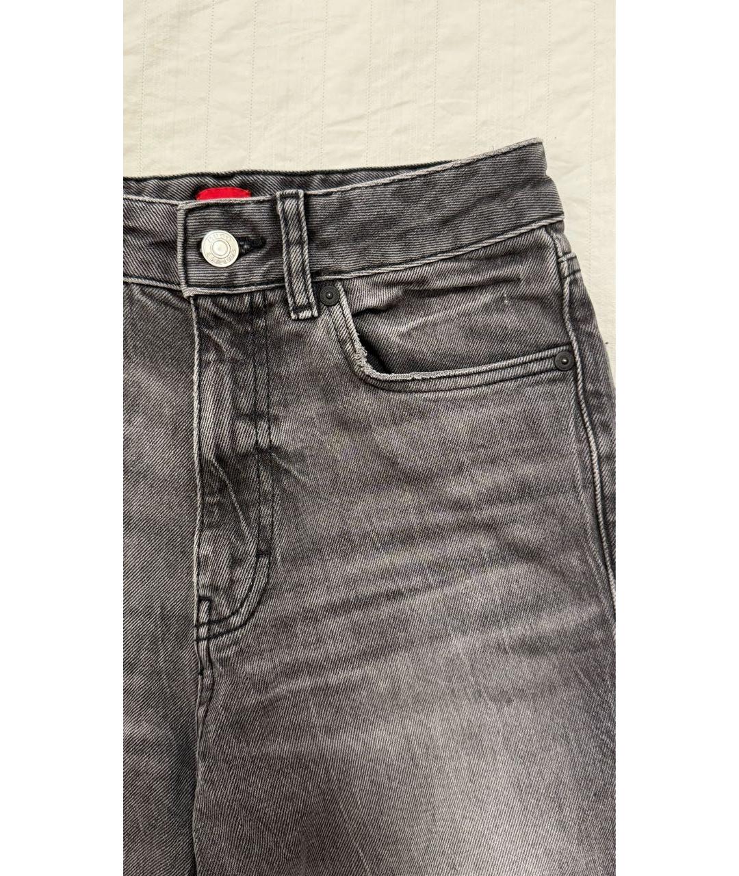 HUGO Серые хлопковые прямые джинсы, фото 4
