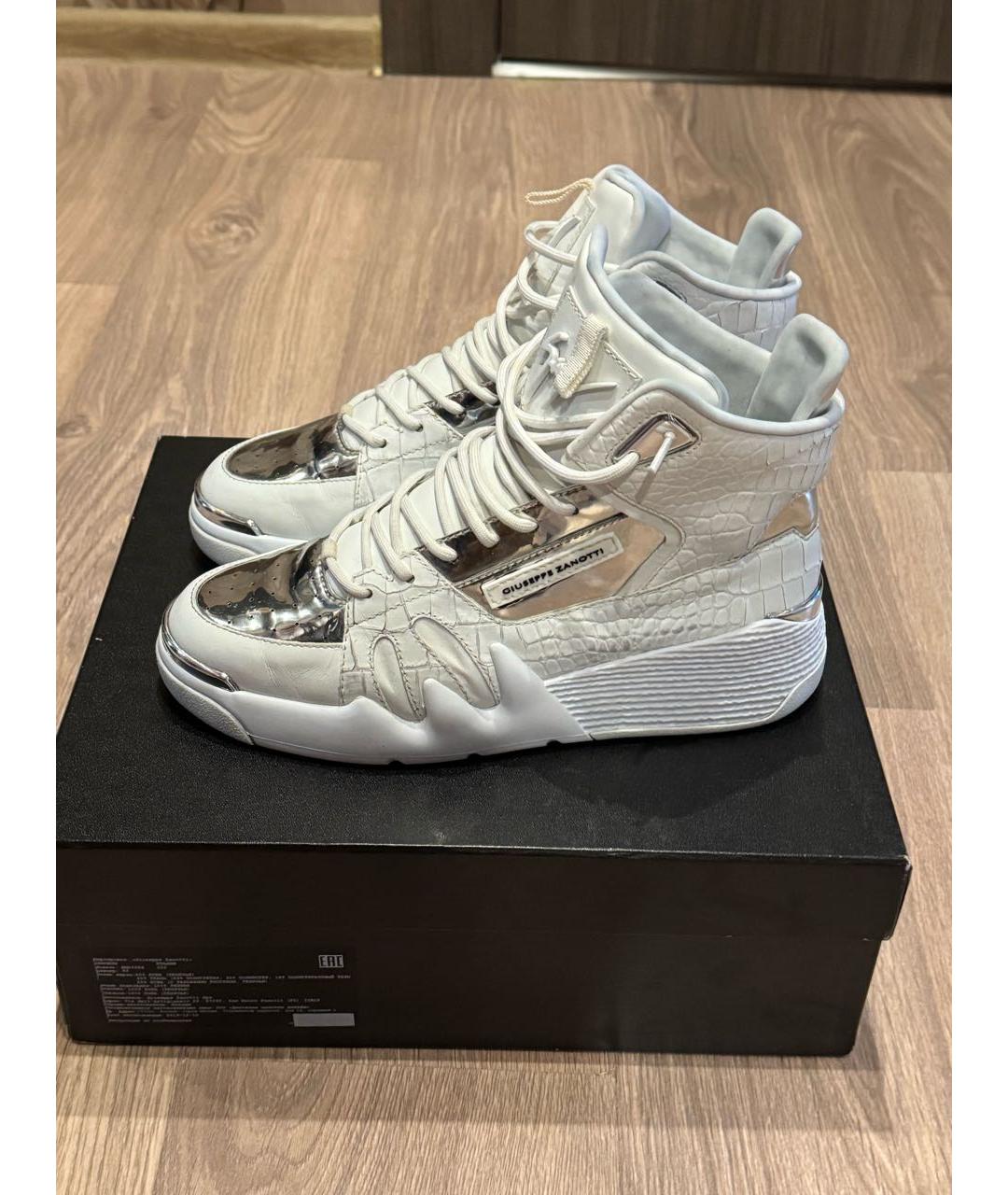 GIUSEPPE ZANOTTI DESIGN Белые кожаные высокие кроссовки / кеды, фото 5