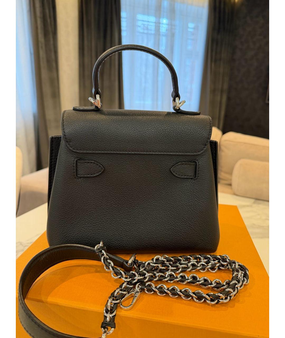 LOUIS VUITTON Черная кожаная сумка с короткими ручками, фото 6