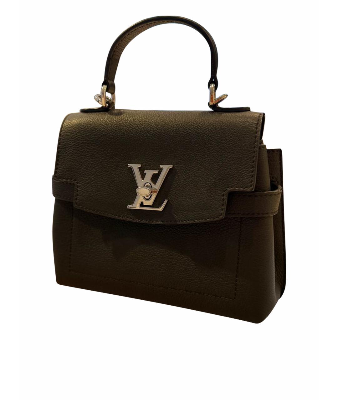 LOUIS VUITTON Черная кожаная сумка с короткими ручками, фото 1