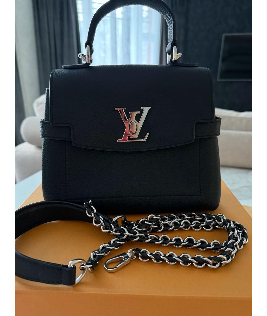 LOUIS VUITTON Черная кожаная сумка с короткими ручками, фото 7