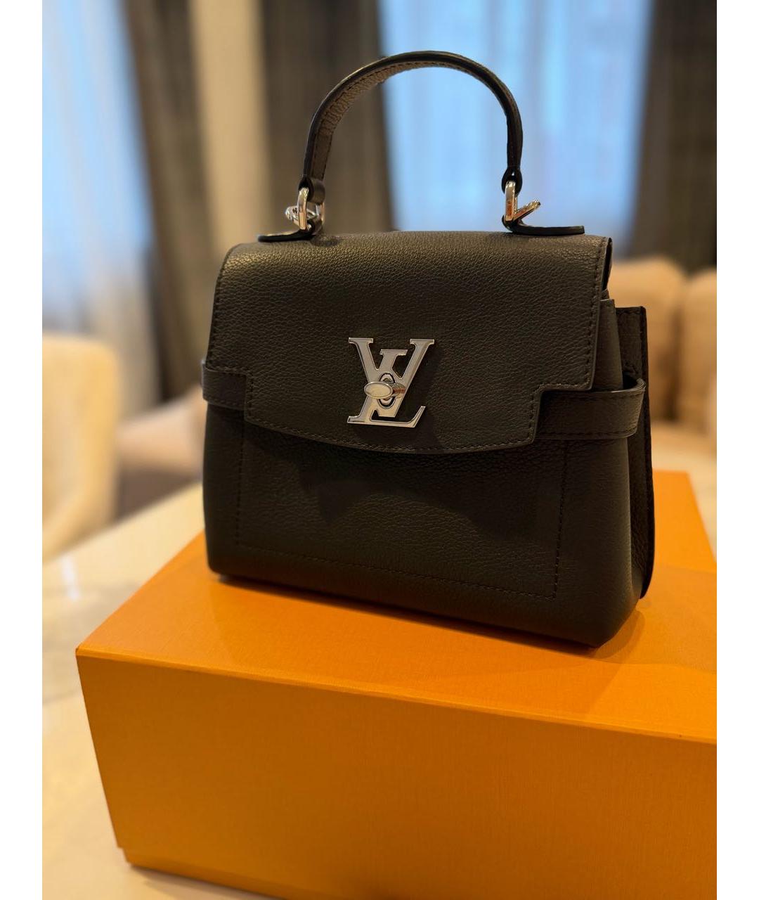 LOUIS VUITTON Черная кожаная сумка с короткими ручками, фото 8