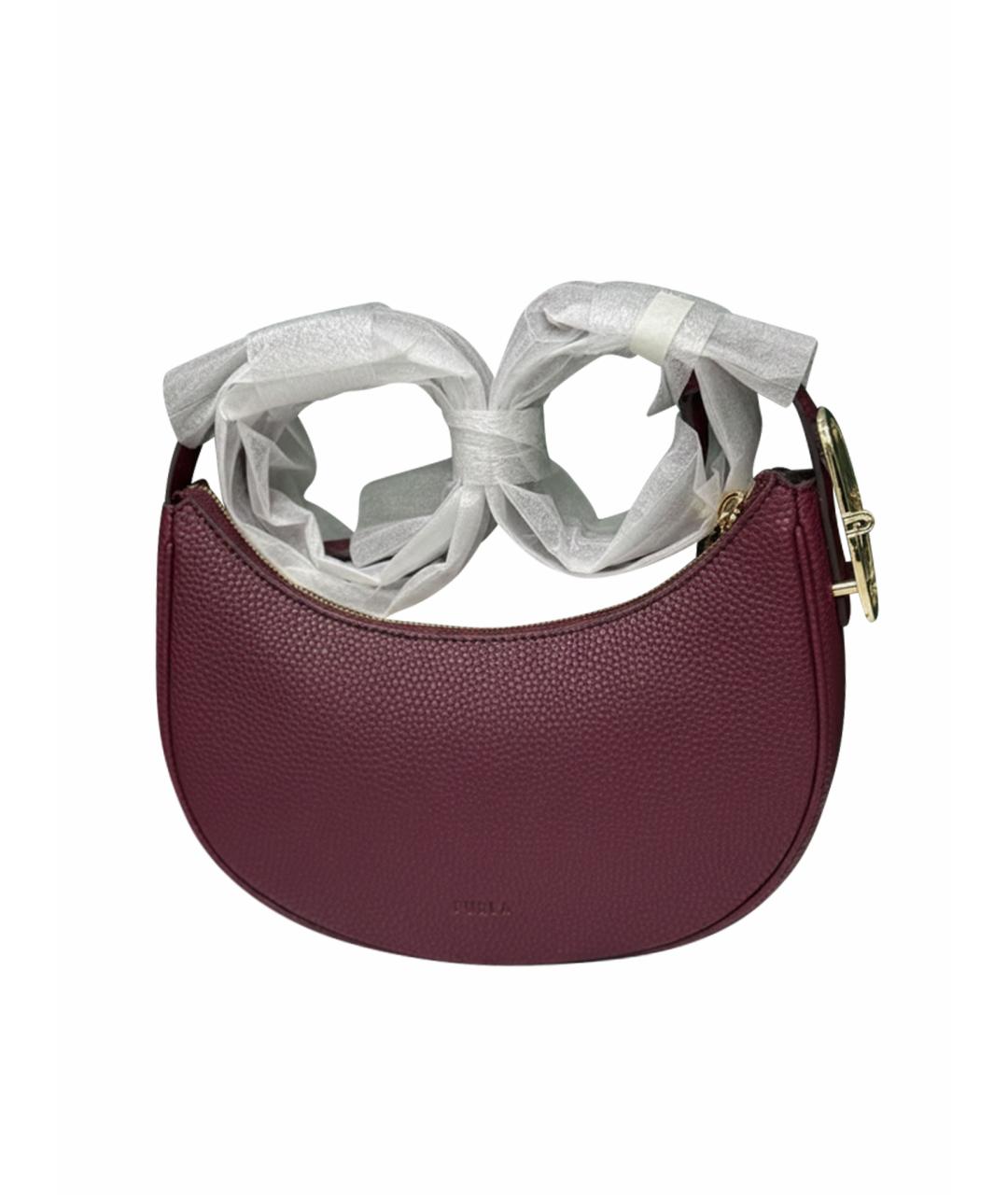 FURLA Бордовая кожаная сумка через плечо, фото 1