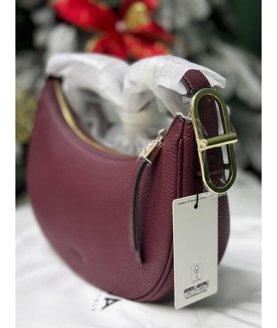 FURLA Бордовая кожаная сумка через плечо, фото 3