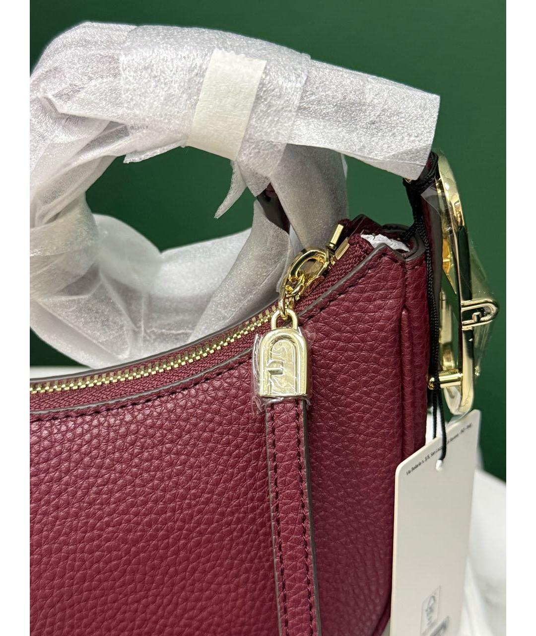 FURLA Бордовая кожаная сумка через плечо, фото 2