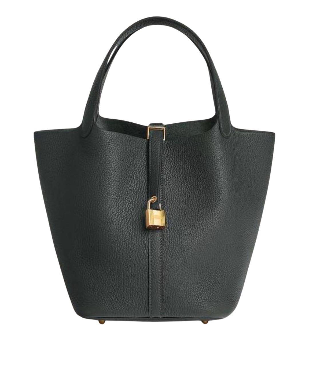 HERMES Зеленая кожаная сумка с короткими ручками, фото 1