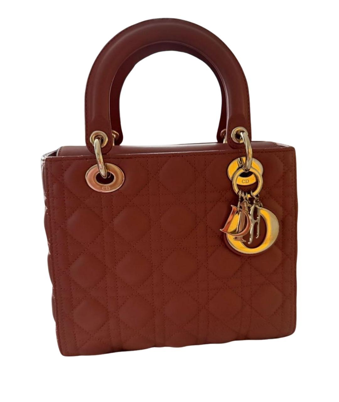 CHRISTIAN DIOR Коралловая кожаная сумка с короткими ручками, фото 1