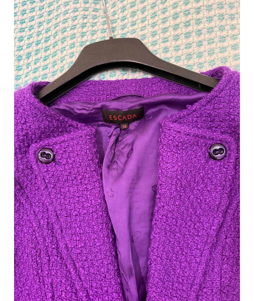 ESCADA Фиолетовый шерстяной жакет/пиджак, фото 7