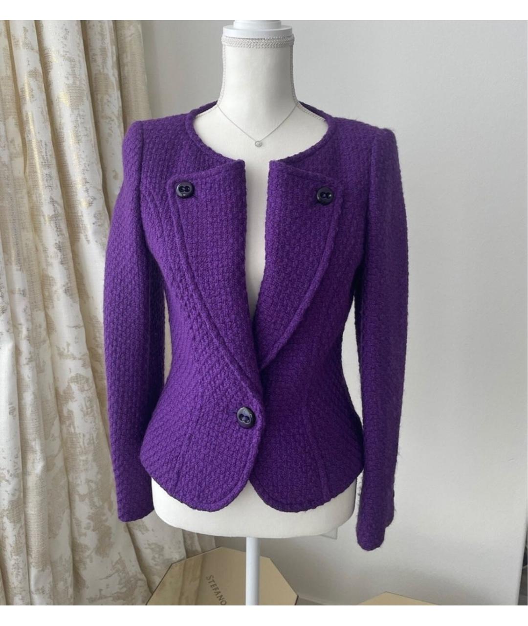ESCADA Фиолетовый шерстяной жакет/пиджак, фото 6