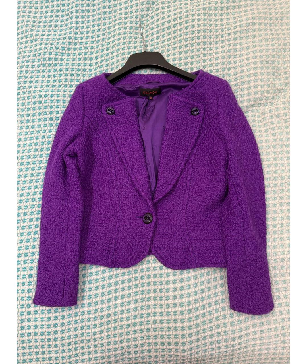 ESCADA Фиолетовый шерстяной жакет/пиджак, фото 9