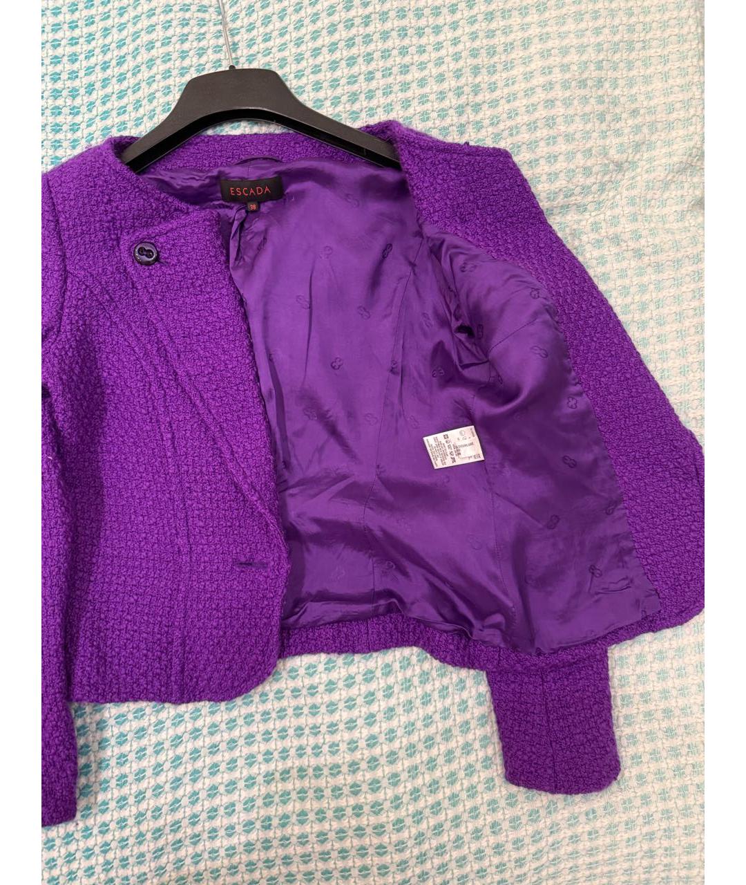 ESCADA Фиолетовый шерстяной жакет/пиджак, фото 2