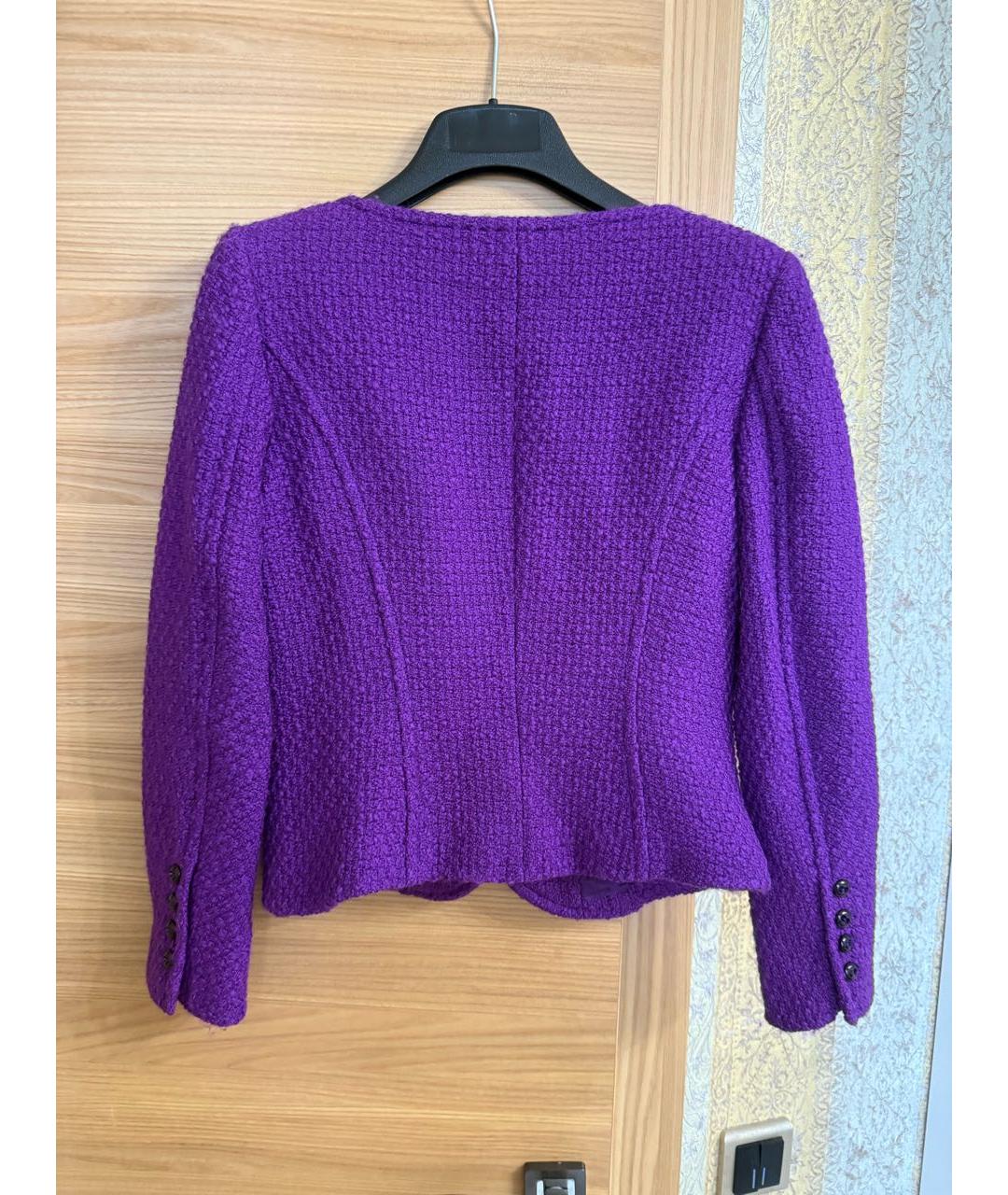 ESCADA Фиолетовый шерстяной жакет/пиджак, фото 4