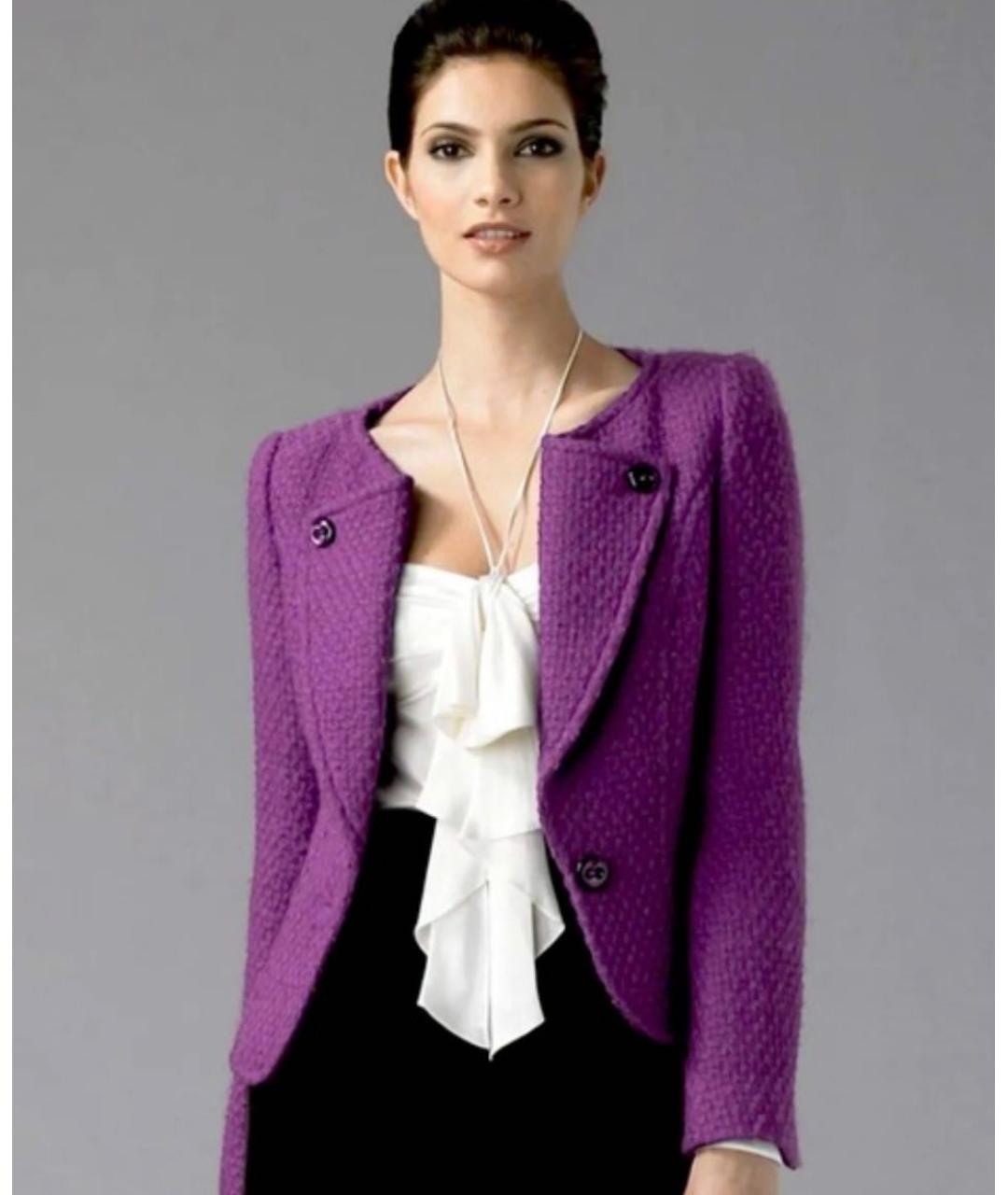 ESCADA Фиолетовый шерстяной жакет/пиджак, фото 5