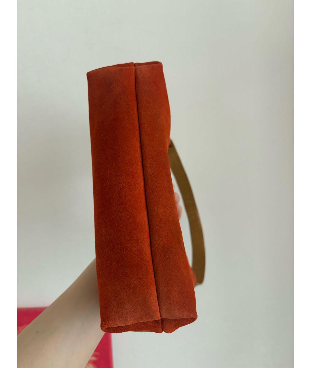 GUCCI Оранжевая замшевая сумка с короткими ручками, фото 5