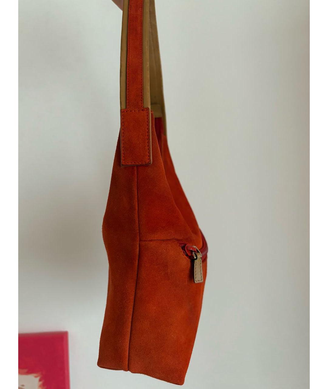 GUCCI Оранжевая замшевая сумка с короткими ручками, фото 4
