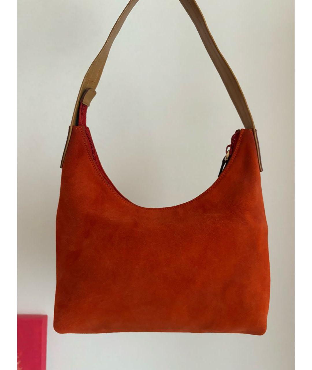 GUCCI Оранжевая замшевая сумка с короткими ручками, фото 2