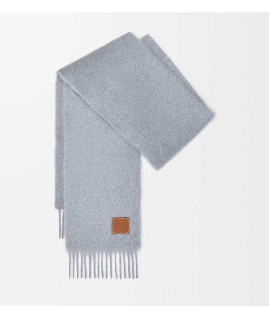 LOEWE Серый шерстяной шарф, фото 2