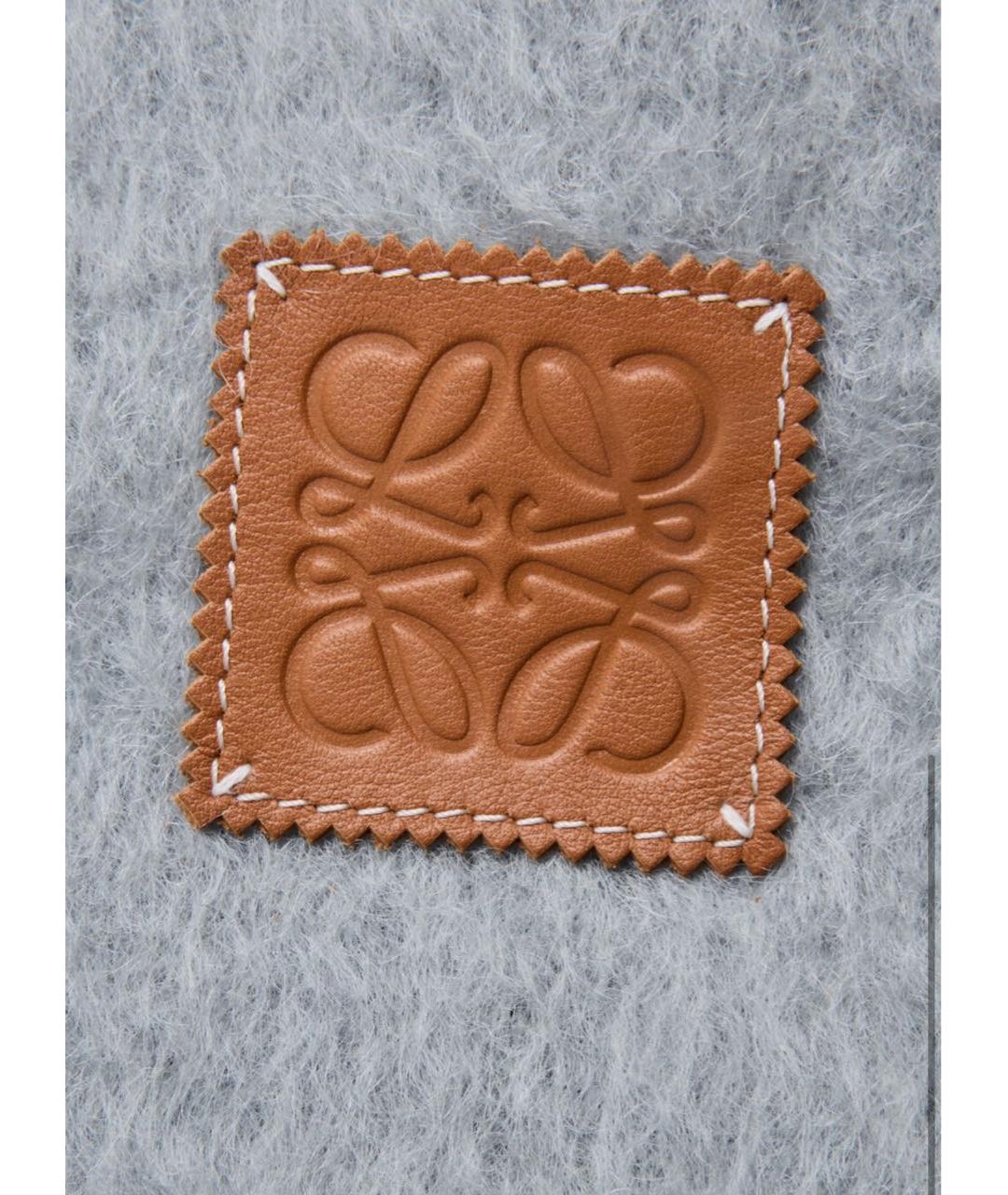 LOEWE Серый шерстяной шарф, фото 3