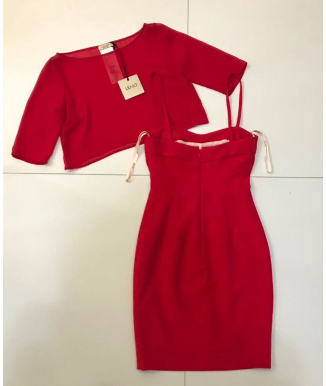 LIU JO Красное полиэстеровое коктейльное платье, фото 7