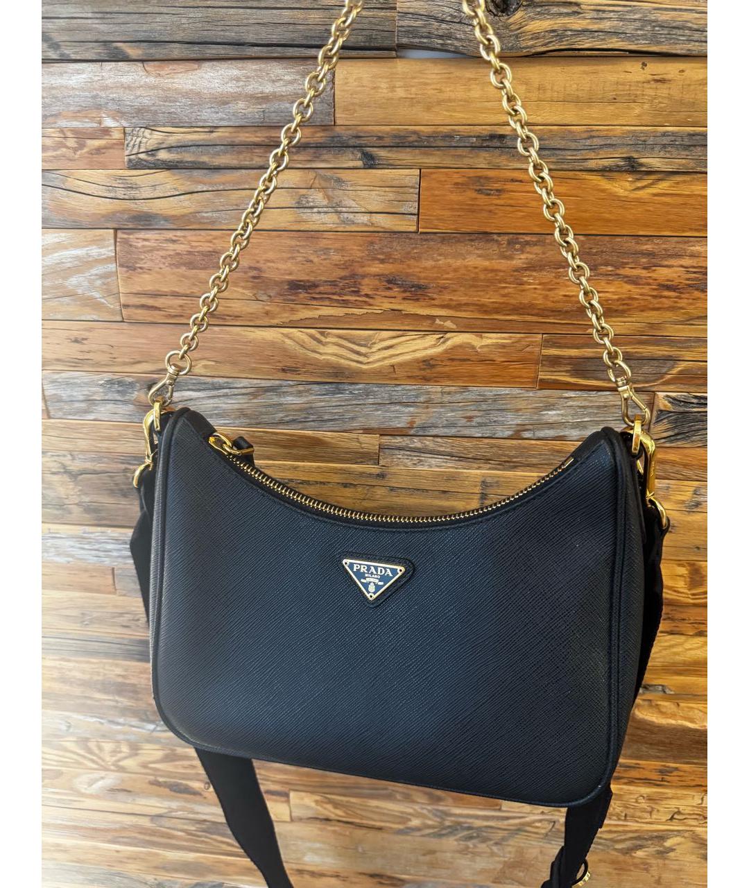 PRADA Черная кожаная сумка с короткими ручками, фото 2