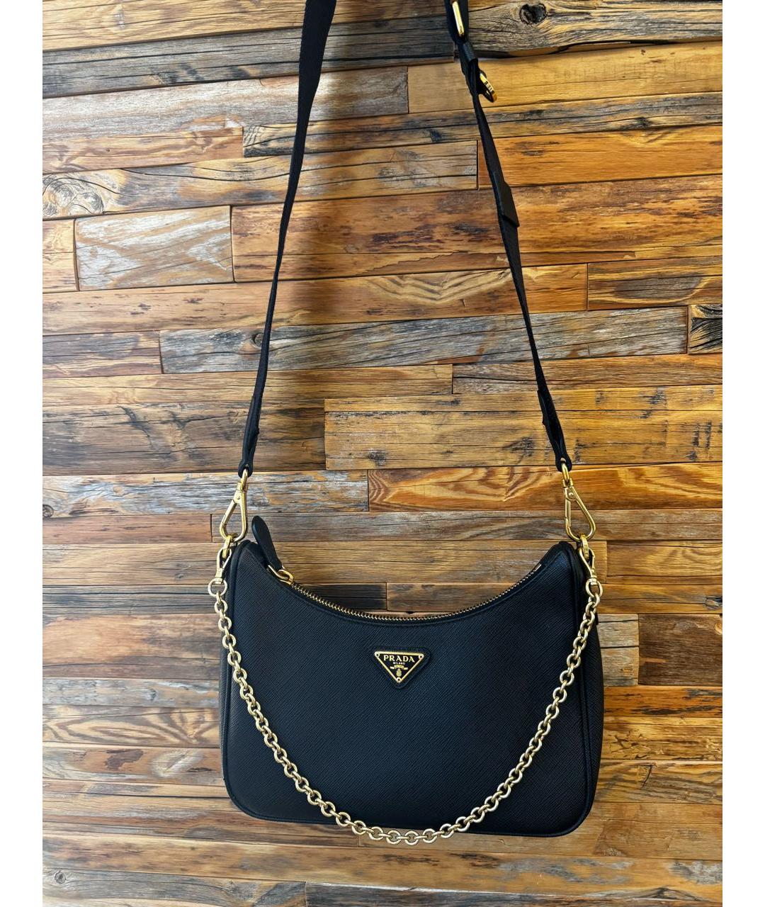 PRADA Черная кожаная сумка с короткими ручками, фото 7