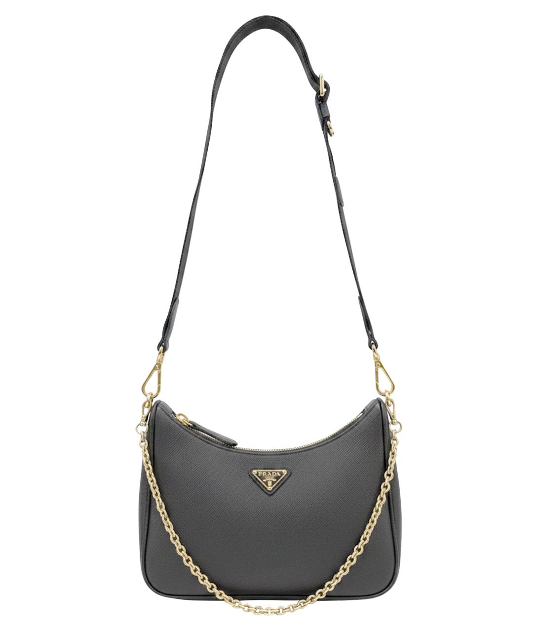 PRADA Черная кожаная сумка с короткими ручками, фото 1