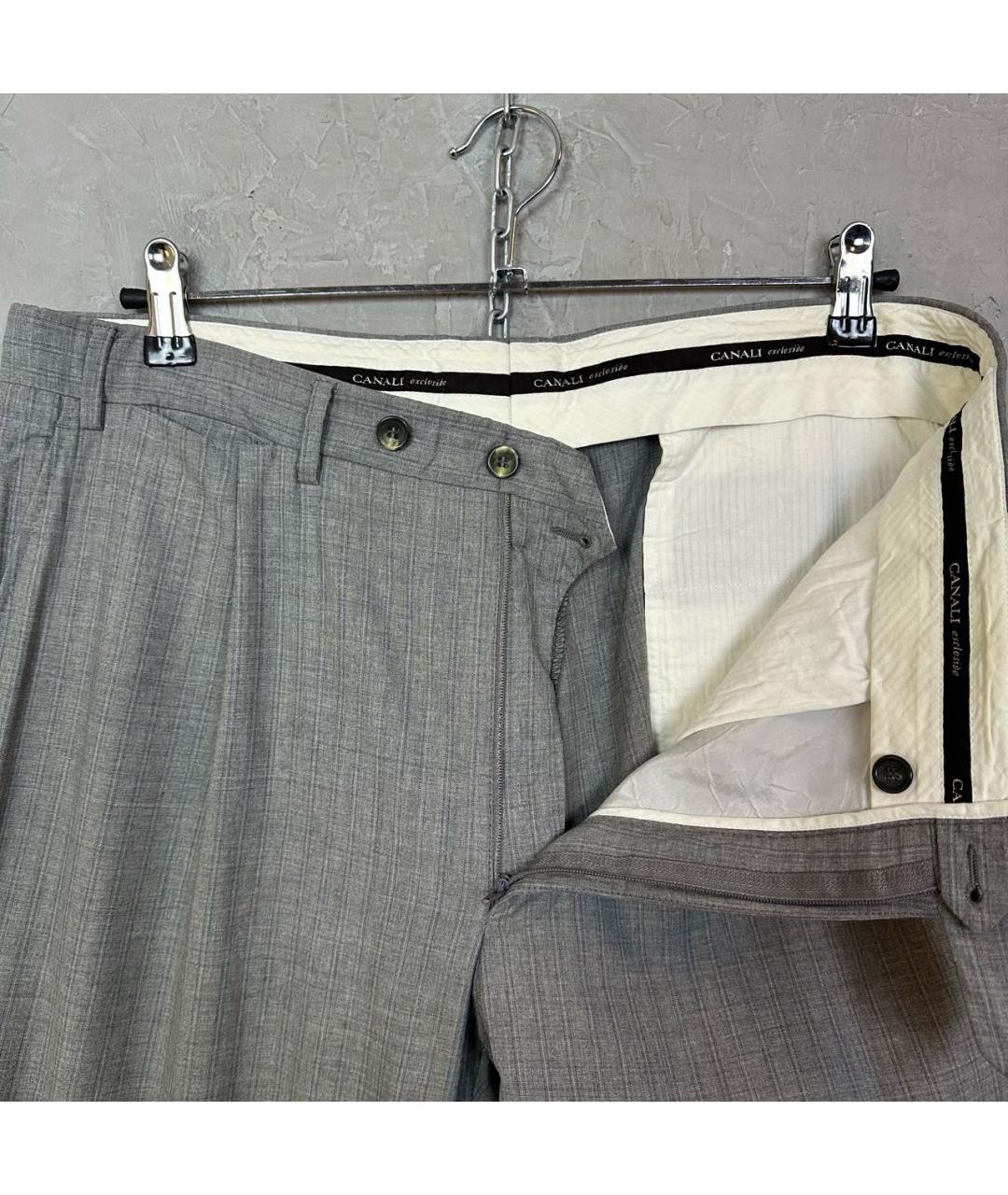 CANALI Серые шерстяные классические брюки, фото 5