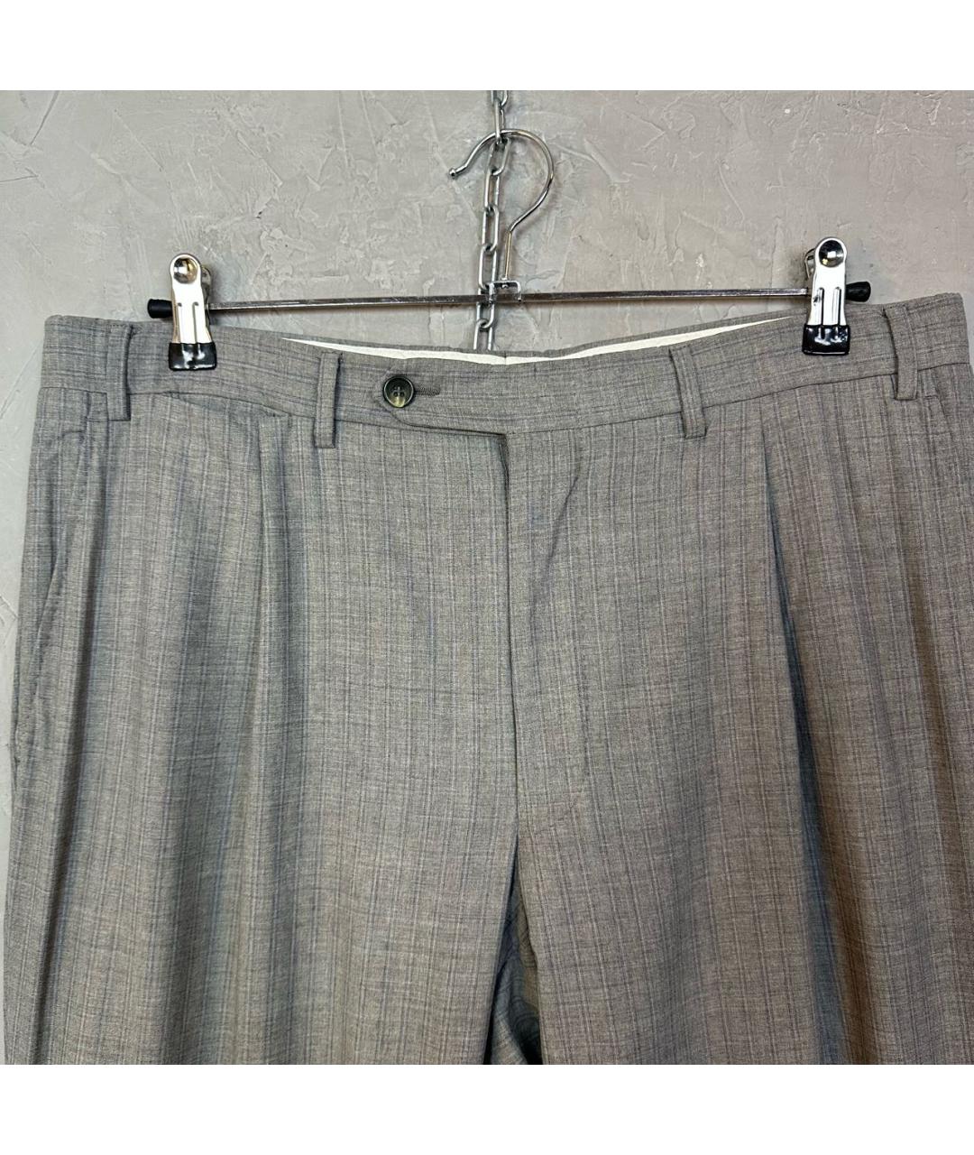 CANALI Серые шерстяные классические брюки, фото 3
