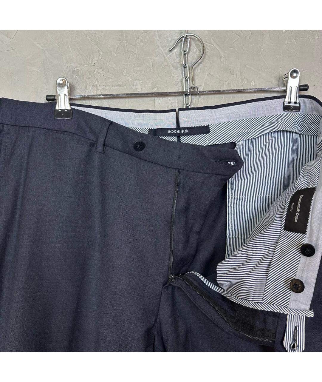 ERMENEGILDO ZEGNA XXX Темно-синие шерстяные классические брюки, фото 7