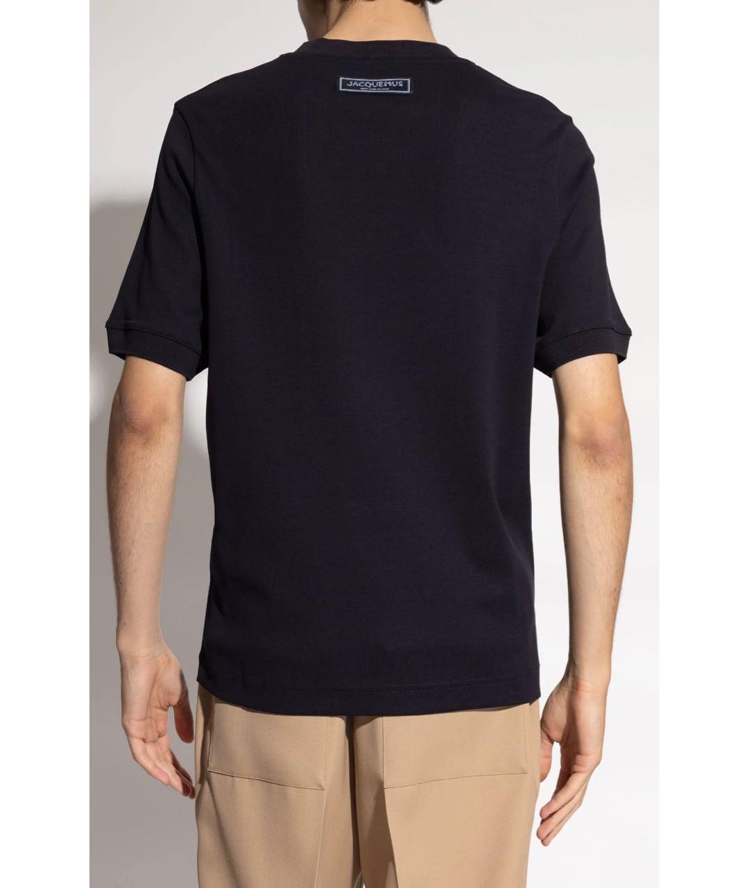JACQUEMUS Темно-синяя хлопковая футболка, фото 4