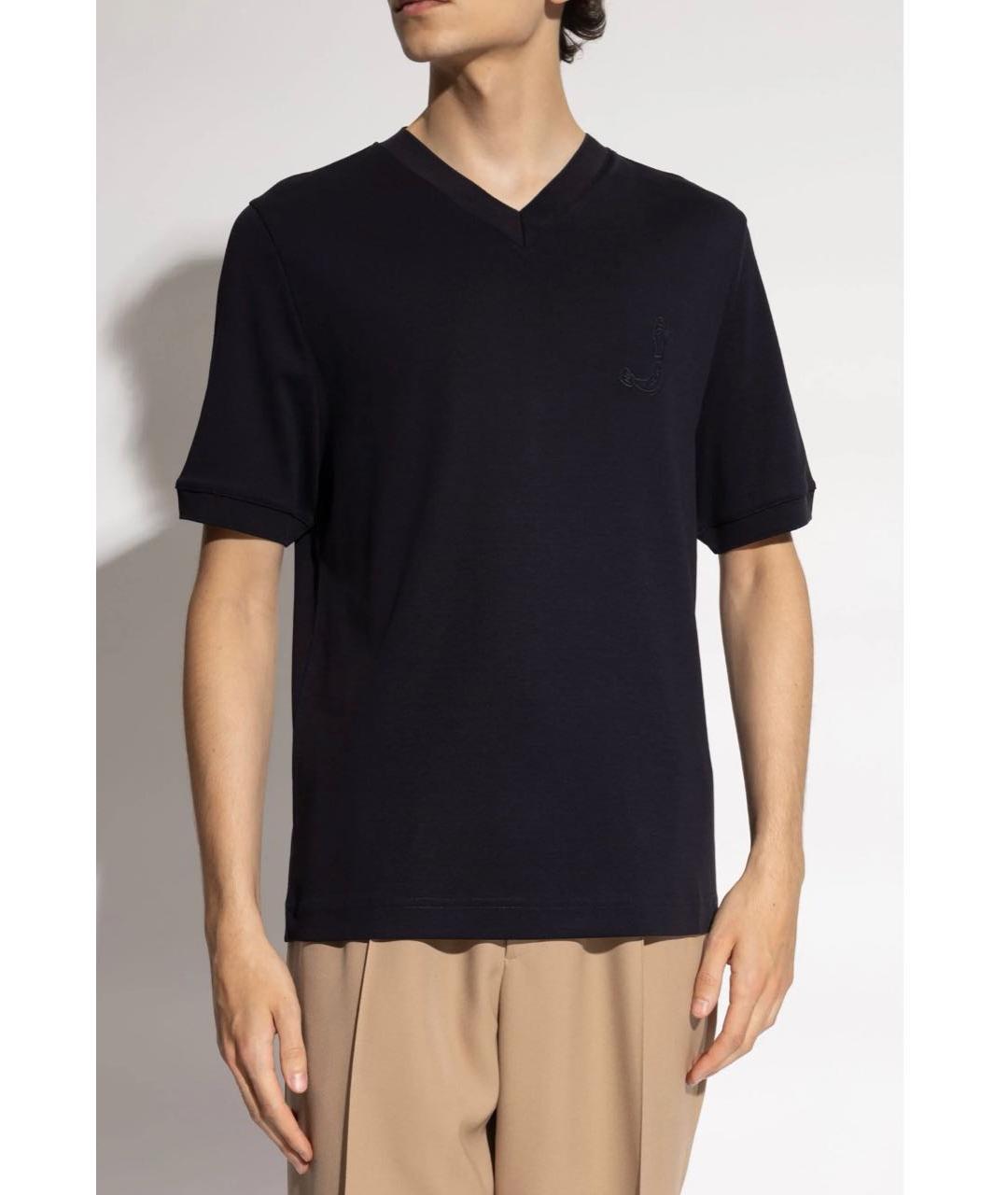 JACQUEMUS Темно-синяя хлопковая футболка, фото 2