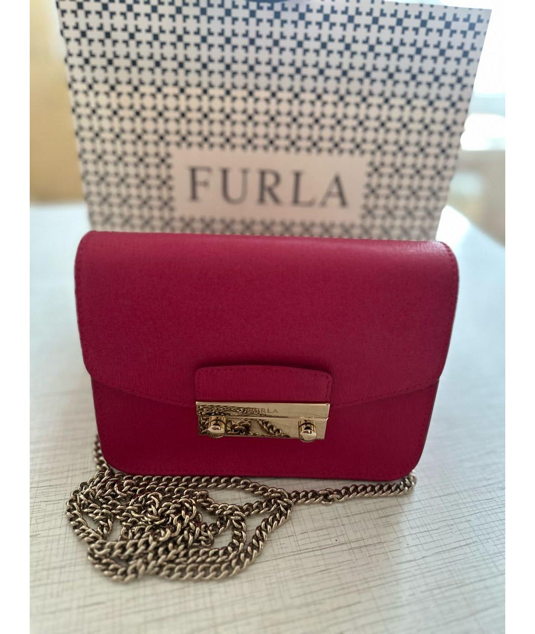 FURLA Фуксия кожаная сумка через плечо, фото 3