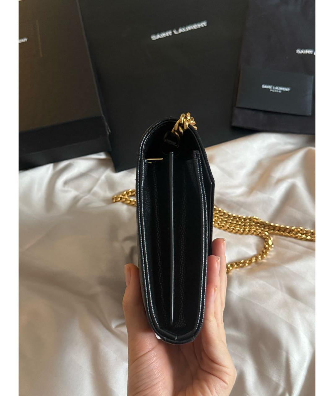 SAINT LAURENT Черный кожаный кошелек, фото 5