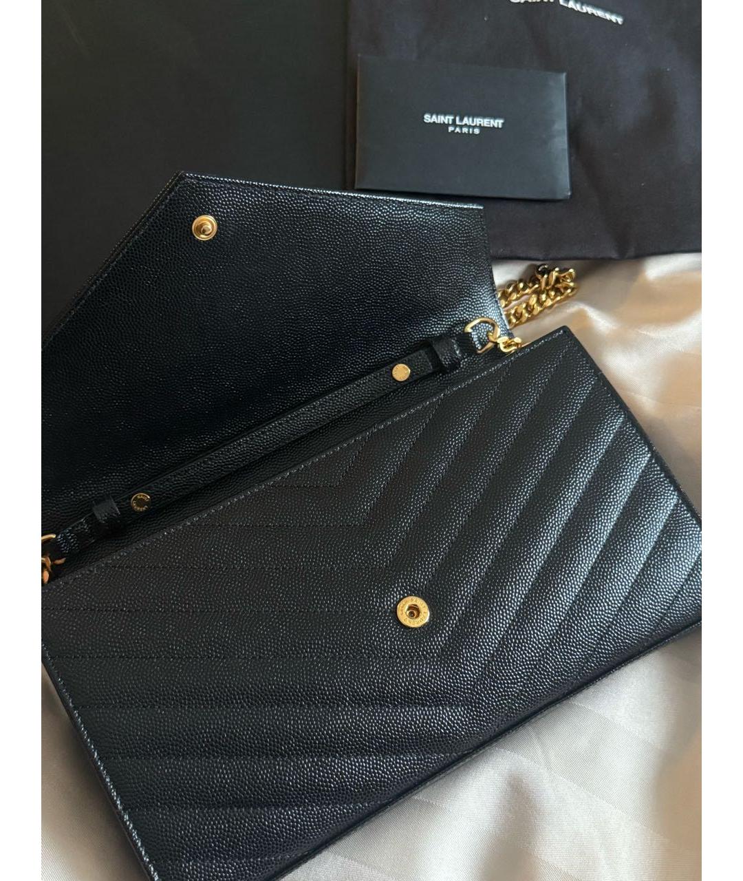 SAINT LAURENT Черный кожаный кошелек, фото 4