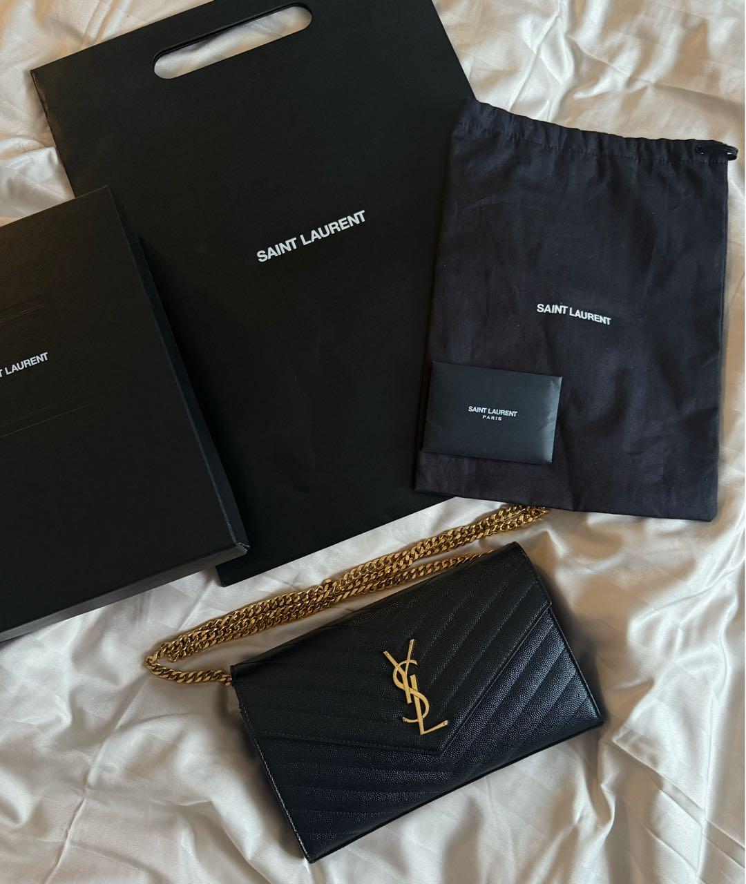 SAINT LAURENT Черный кожаный кошелек, фото 3