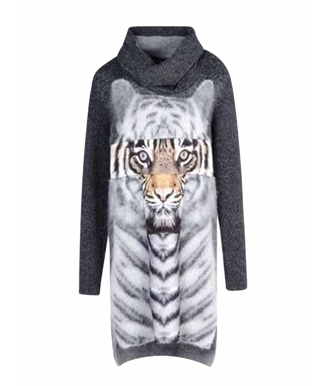 ROBERTO CAVALLI Антрацитовое шерстяное повседневное платье, фото 1