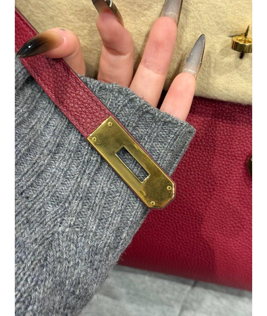 HERMES Бордовая кожаная сумка на плечо, фото 6