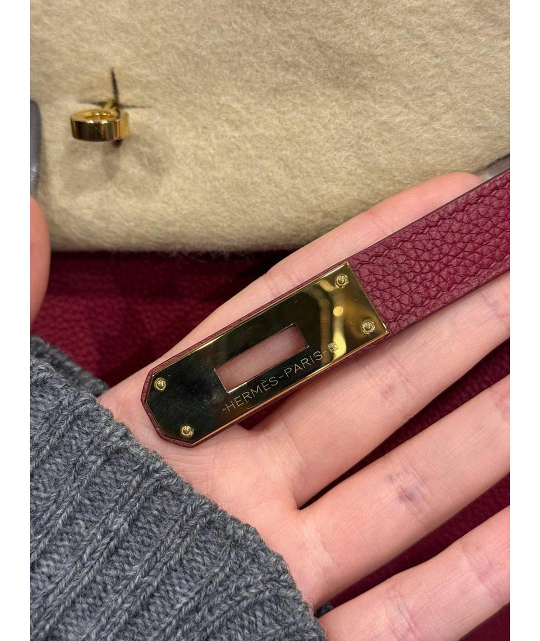 HERMES Бордовая кожаная сумка на плечо, фото 5
