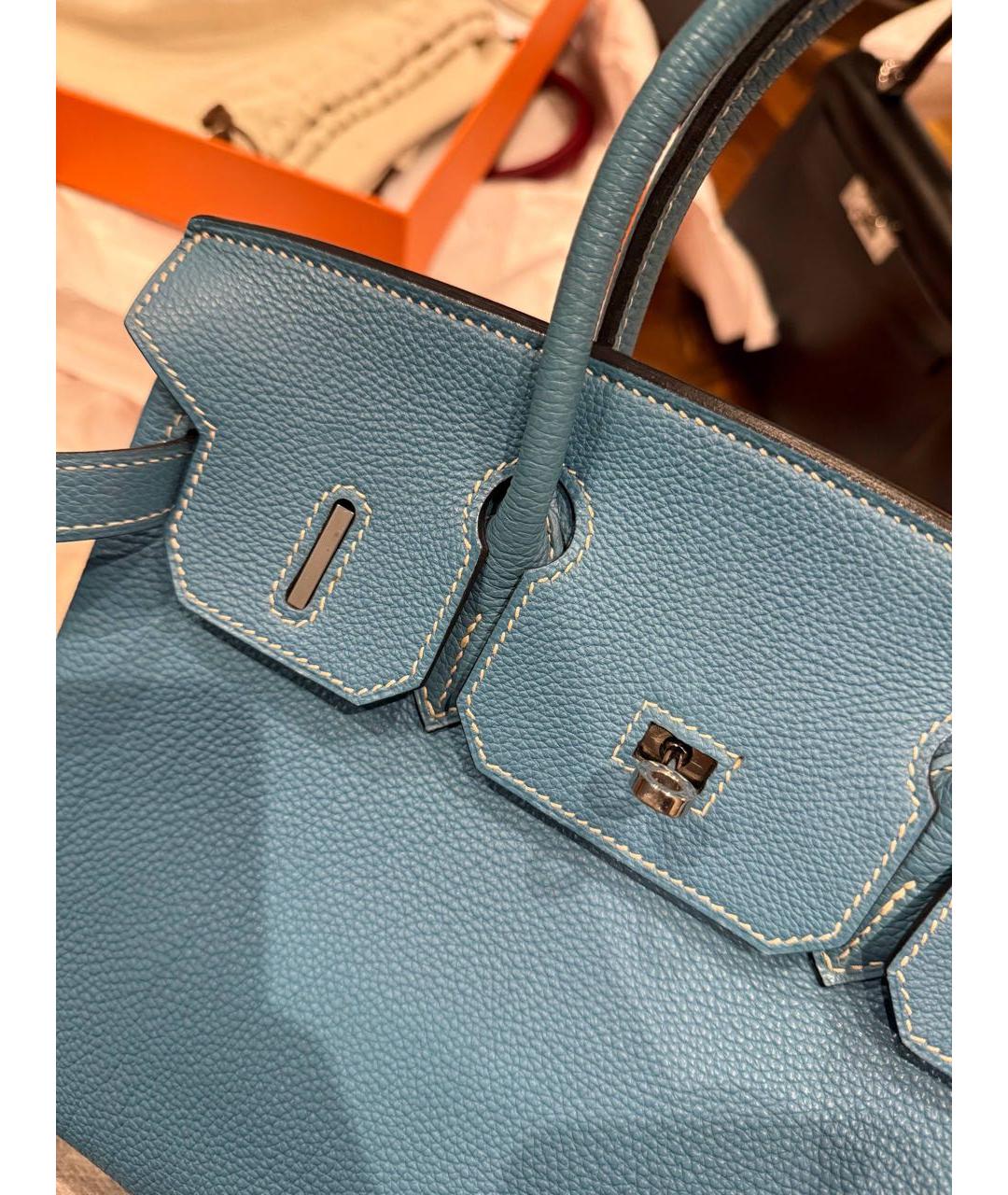 HERMES Голубая кожаная сумка на плечо, фото 4
