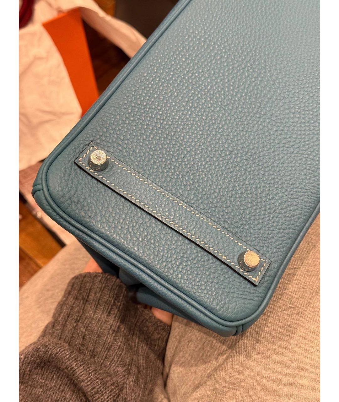 HERMES Голубая кожаная сумка на плечо, фото 6