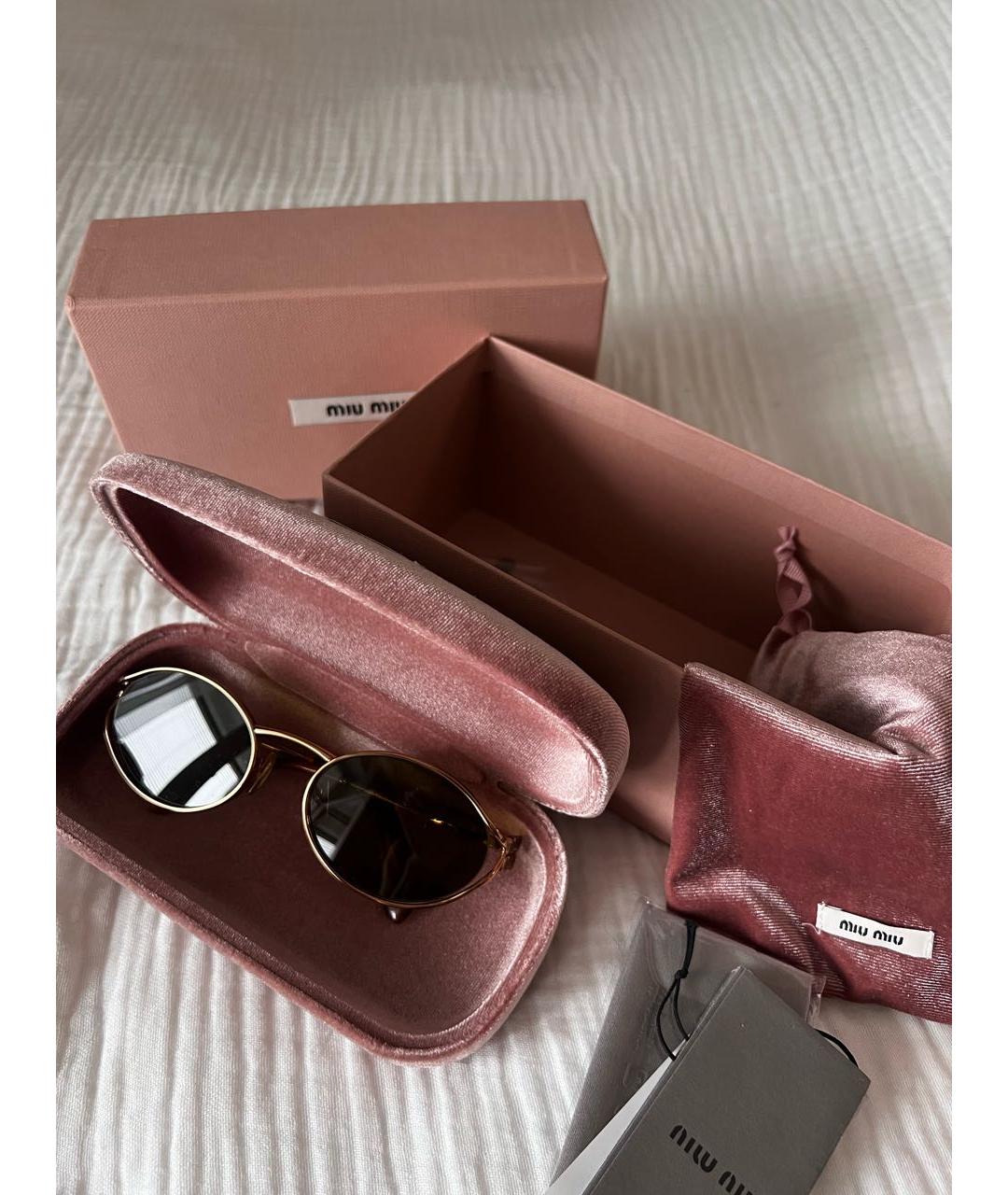 MIU MIU Золотые металлические солнцезащитные очки, фото 4