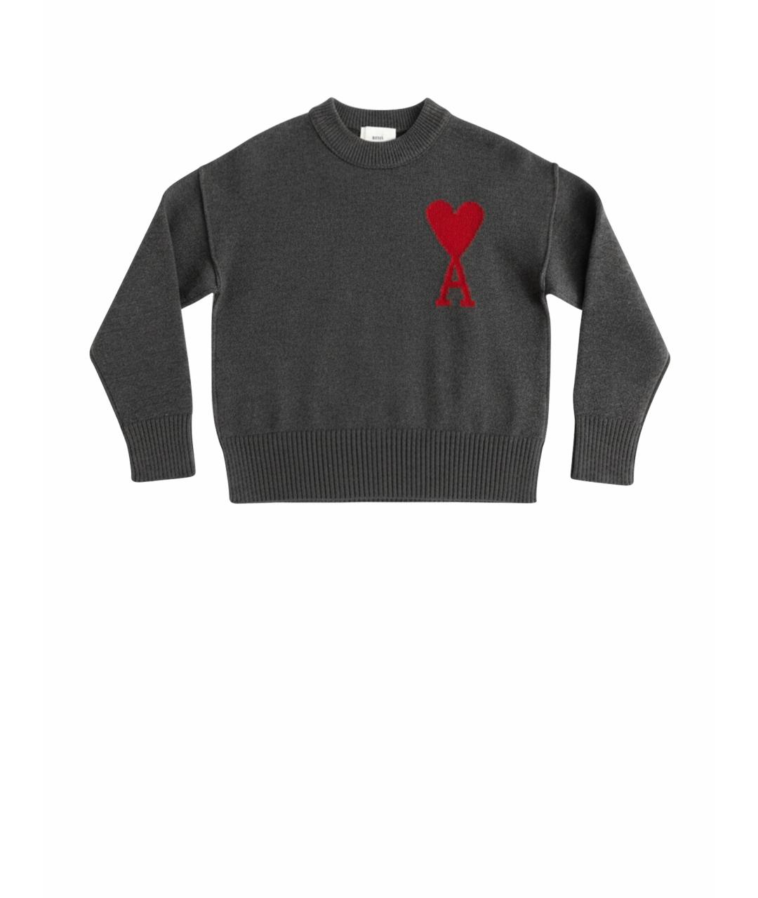 Ami Paris Антрацитовый шерстяной джемпер / свитер, фото 1