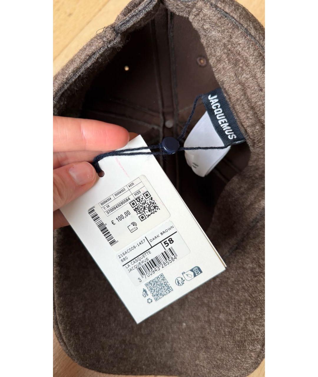 JACQUEMUS Коричневая шерстяная кепка, фото 6