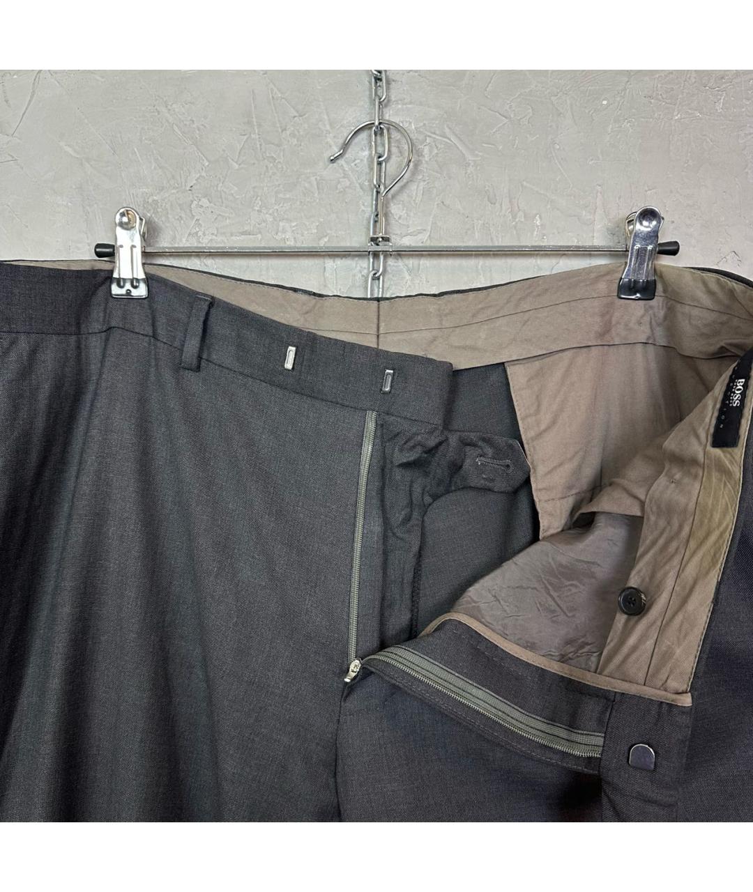 HUGO BOSS Антрацитовые шерстяные классические брюки, фото 6