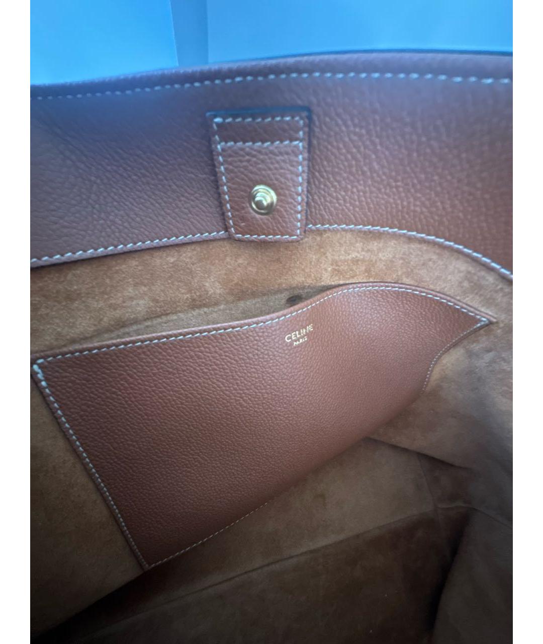 CELINE Коричневая кожаная сумка тоут, фото 4