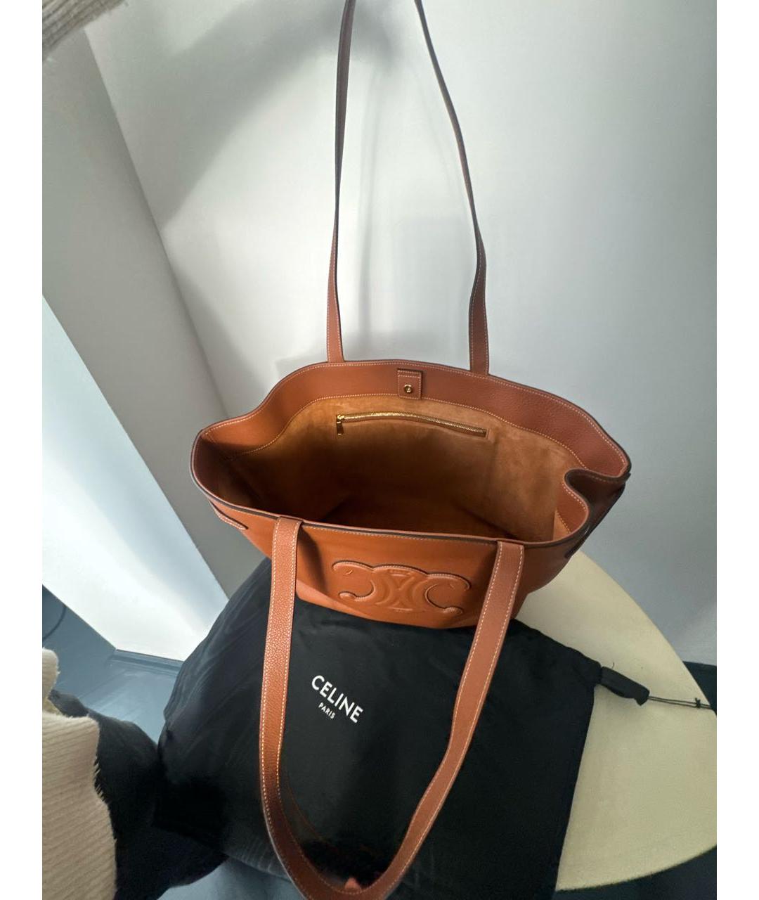 CELINE Коричневая кожаная сумка тоут, фото 2