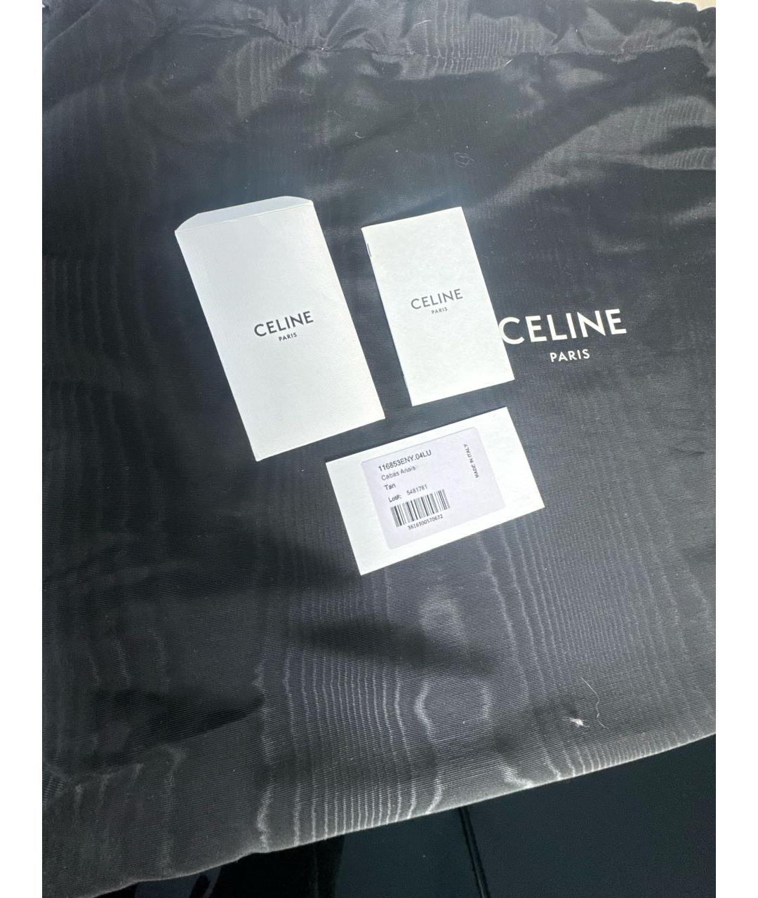 CELINE Коричневая кожаная сумка тоут, фото 3