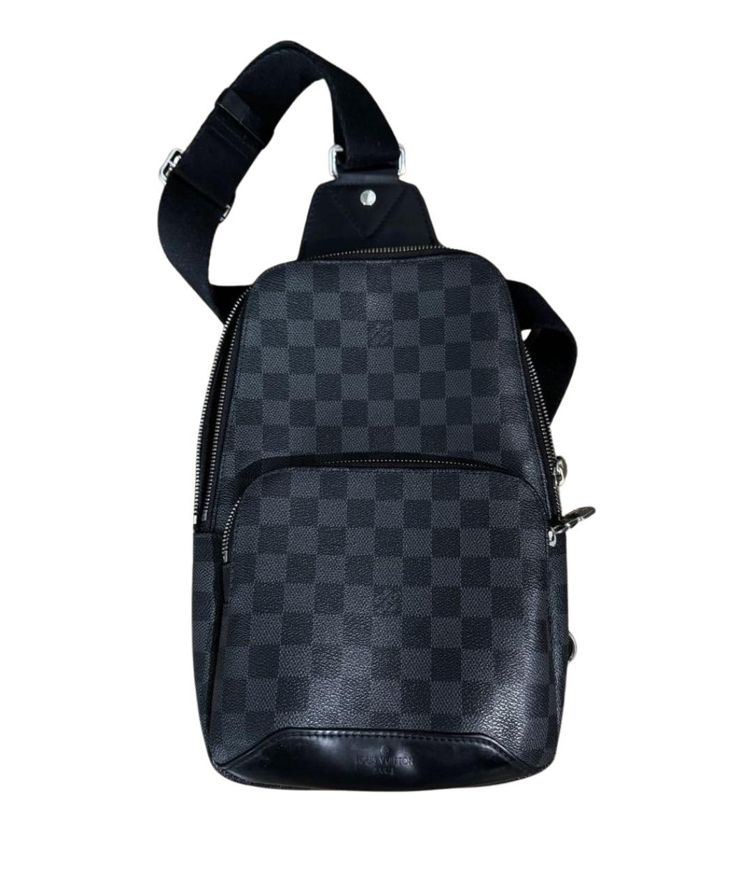 LOUIS VUITTON Черная кожаная барсетка, фото 1